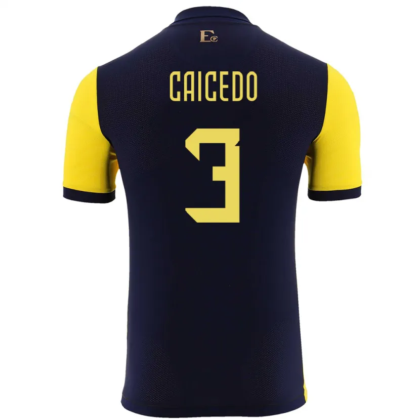 Danxen Mann Ecuador Jessy Caicedo #3 Gul Hjemmetrøye Drakt Trøye 24-26 Skjorter T-Skjorte
