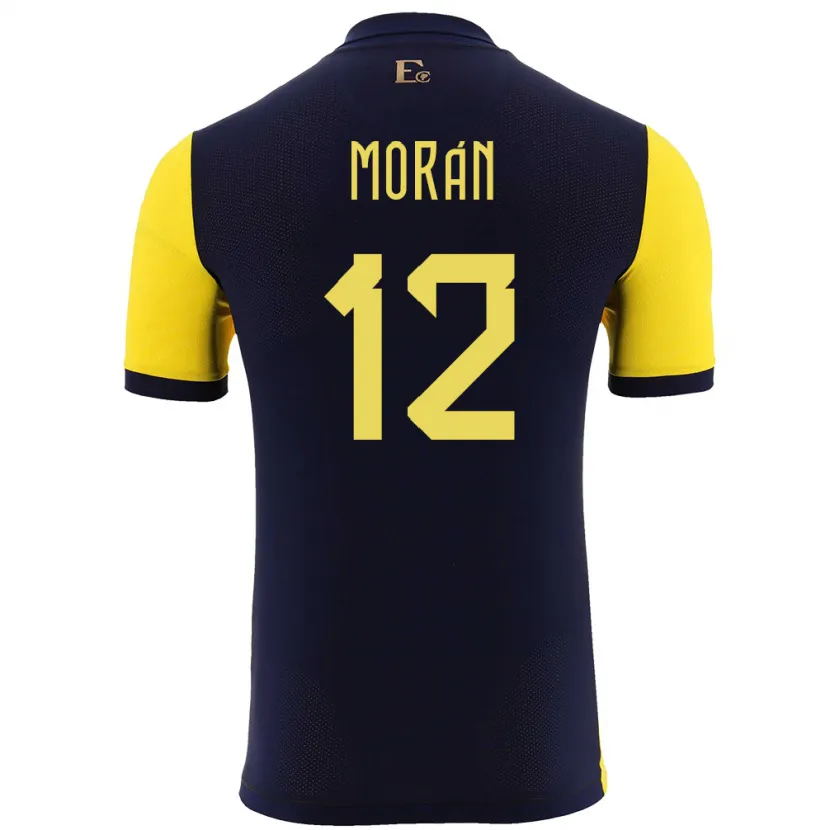 Danxen Mann Ecuador Andrea Moran #12 Gul Hjemmetrøye Drakt Trøye 24-26 Skjorter T-Skjorte