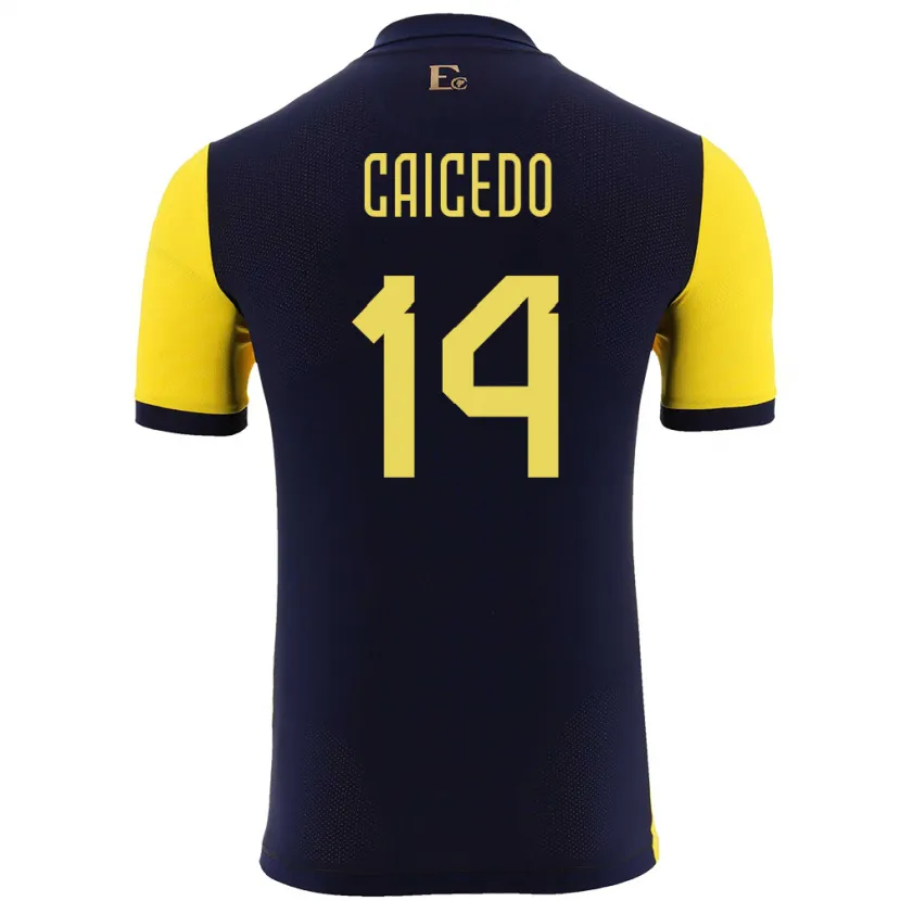 Danxen Mann Ecuador Carina Caicedo #14 Gul Hjemmetrøye Drakt Trøye 24-26 Skjorter T-Skjorte