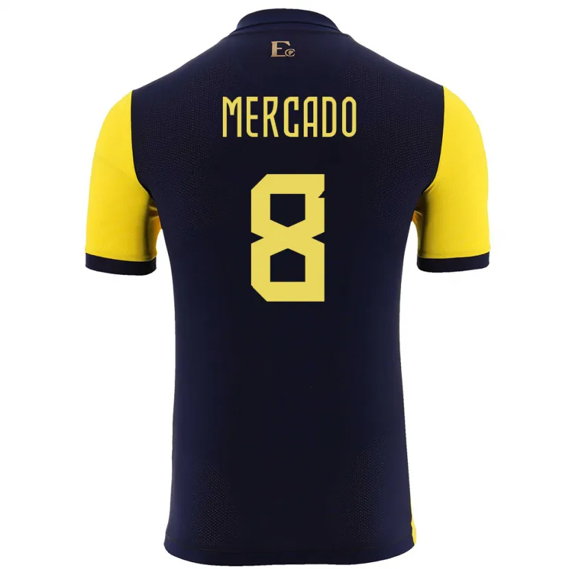 Danxen Mann Ecuador Patrik Mercado #8 Gul Hjemmetrøye Drakt Trøye 24-26 Skjorter T-Skjorte
