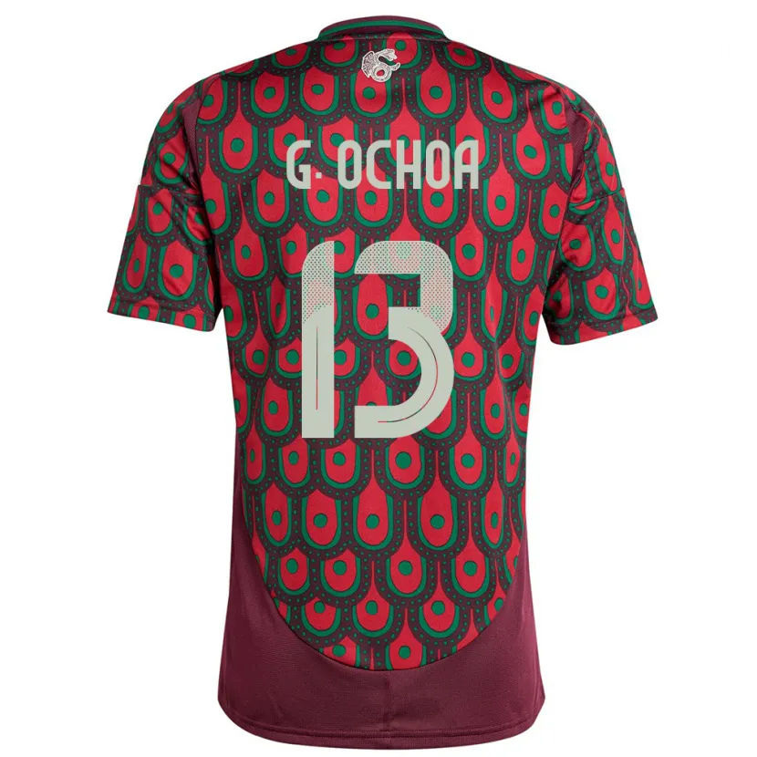 Danxen Mann Mexico Guillermo Ochoa #13 Rødbrun Hjemmetrøye Drakt Trøye 24-26 Skjorter T-Skjorte