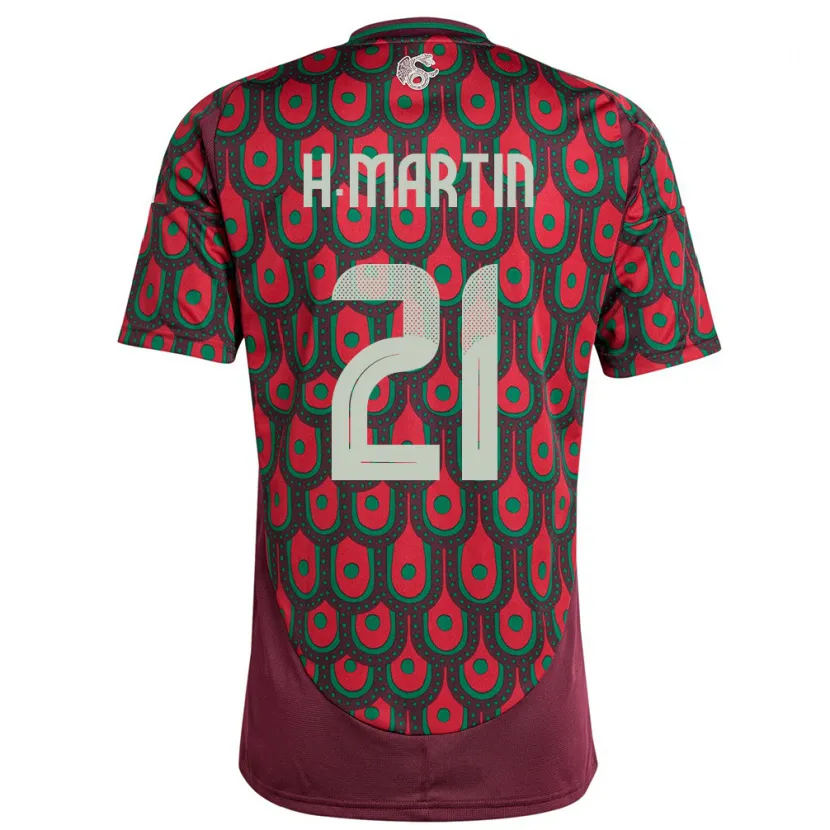 Danxen Mann Mexico Henry Martin #21 Rødbrun Hjemmetrøye Drakt Trøye 24-26 Skjorter T-Skjorte