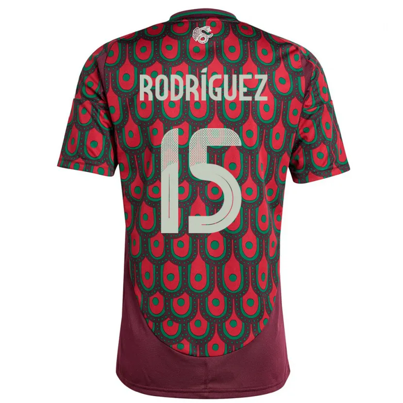 Danxen Mann Mexico Jorge Rodriguez #15 Rødbrun Hjemmetrøye Drakt Trøye 24-26 Skjorter T-Skjorte