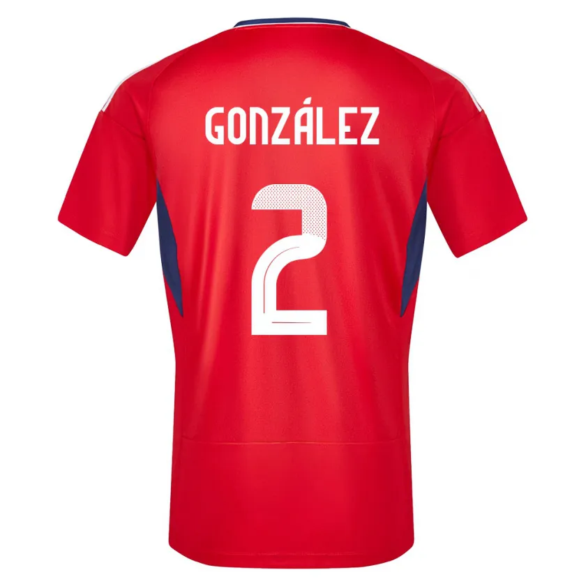 Danxen Mann Costa Rica Julian Gonzalez #2 Rød Hjemmetrøye Drakt Trøye 24-26 Skjorter T-Skjorte