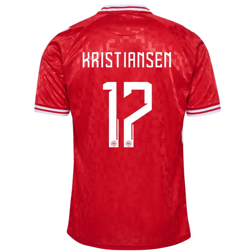 Danxen Mann Danmark Victor Kristiansen #17 Rød Hjemmetrøye Drakt Trøye 24-26 Skjorter T-Skjorte