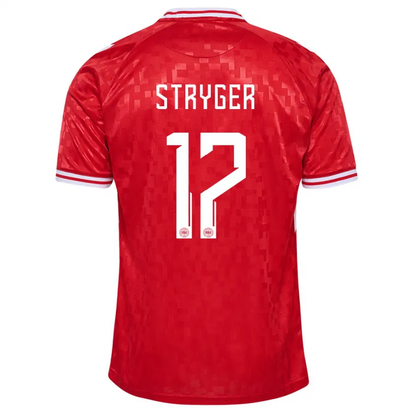 Danxen Mann Danmark Jens Stryger Larsen #17 Rød Hjemmetrøye Drakt Trøye 24-26 Skjorter T-Skjorte