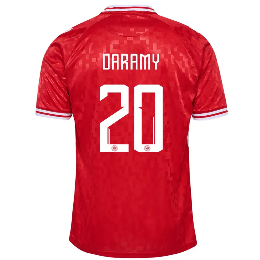 Danxen Mann Danmark Mohamed Daramy #20 Rød Hjemmetrøye Drakt Trøye 24-26 Skjorter T-Skjorte