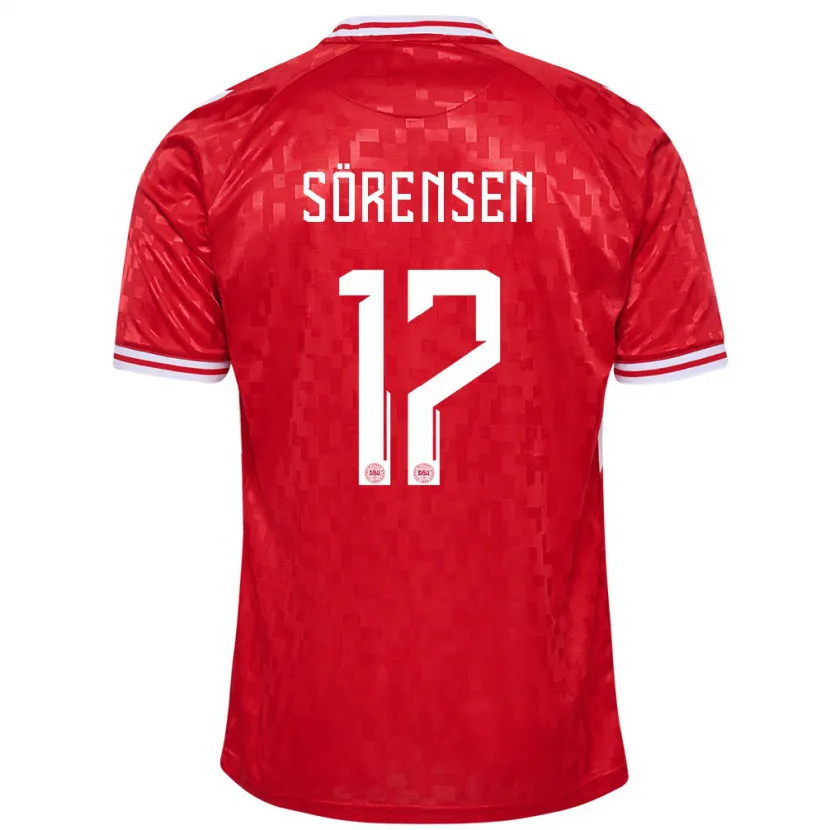 Danxen Mann Danmark Oliver Sörensen #17 Rød Hjemmetrøye Drakt Trøye 24-26 Skjorter T-Skjorte