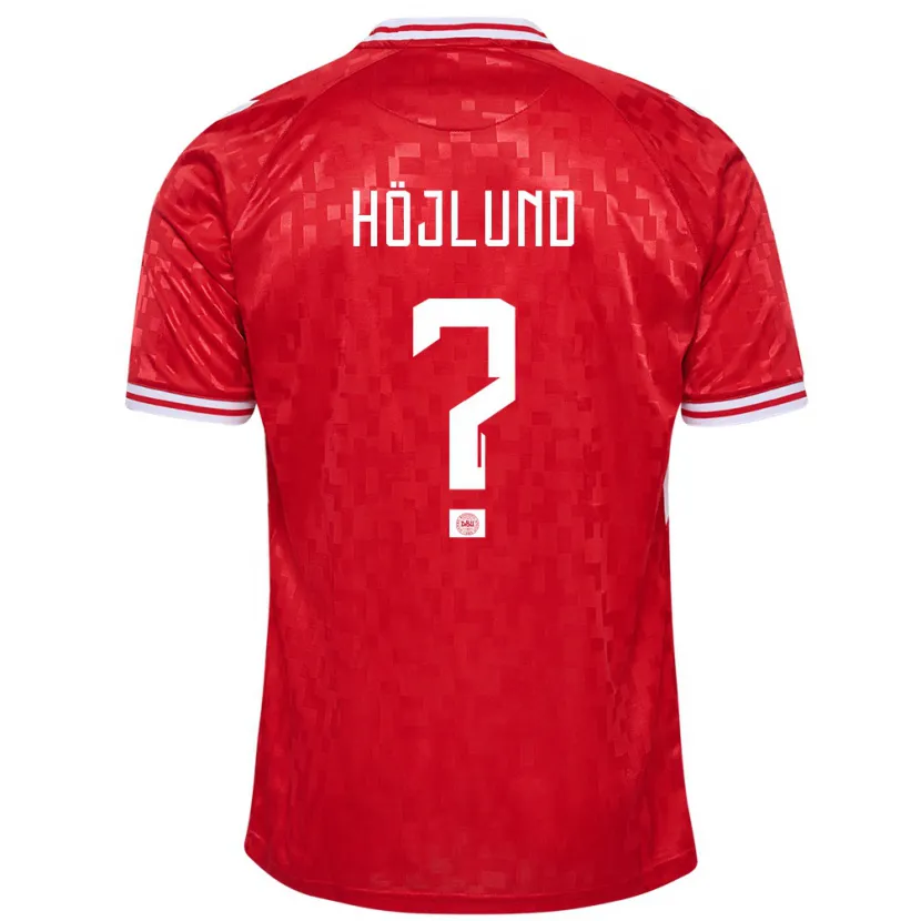 Danxen Mann Danmark Oscar Höjlund #0 Rød Hjemmetrøye Drakt Trøye 24-26 Skjorter T-Skjorte