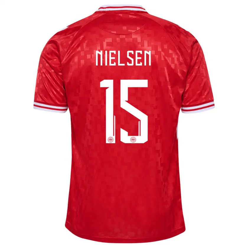 Danxen Mann Danmark Villads Nielsen #15 Rød Hjemmetrøye Drakt Trøye 24-26 Skjorter T-Skjorte