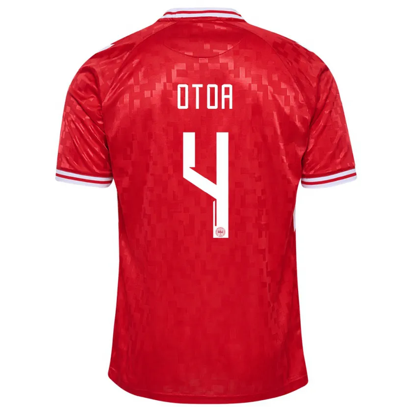 Danxen Mann Danmark Sebastian Otoa #4 Rød Hjemmetrøye Drakt Trøye 24-26 Skjorter T-Skjorte