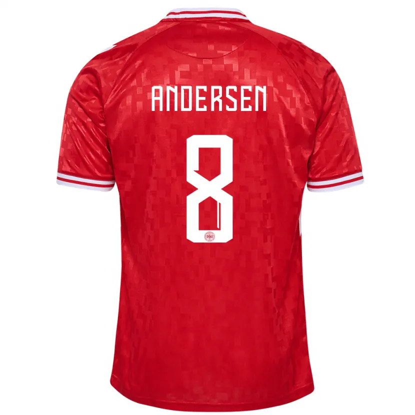 Danxen Mann Danmark Silas Andersen #8 Rød Hjemmetrøye Drakt Trøye 24-26 Skjorter T-Skjorte