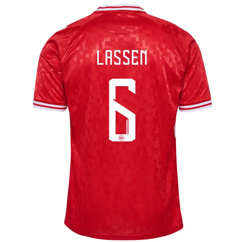 Danxen Mann Danmark Noah Lassen #6 Rød Hjemmetrøye Drakt Trøye 24-26 Skjorter T-Skjorte
