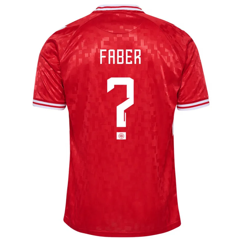 Danxen Mann Danmark William Faber #0 Rød Hjemmetrøye Drakt Trøye 24-26 Skjorter T-Skjorte