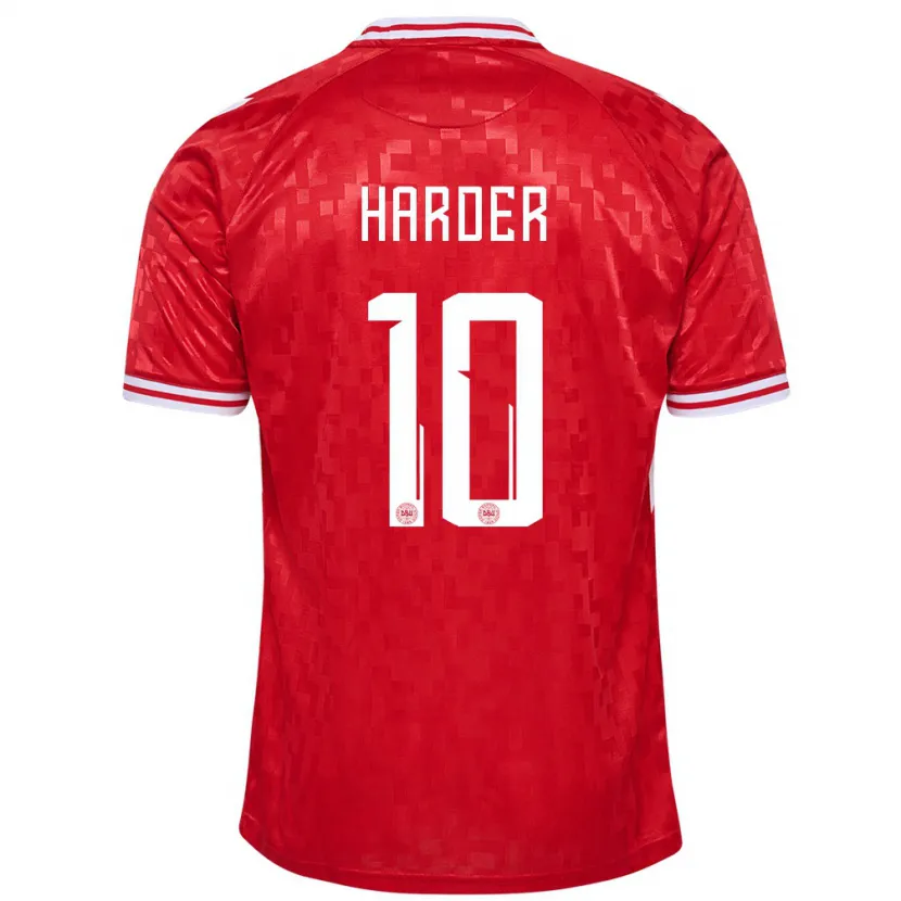 Danxen Mann Danmark Pernille Harder #10 Rød Hjemmetrøye Drakt Trøye 24-26 Skjorter T-Skjorte