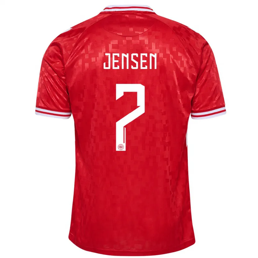 Danxen Mann Danmark Victor Jensen #7 Rød Hjemmetrøye Drakt Trøye 24-26 Skjorter T-Skjorte