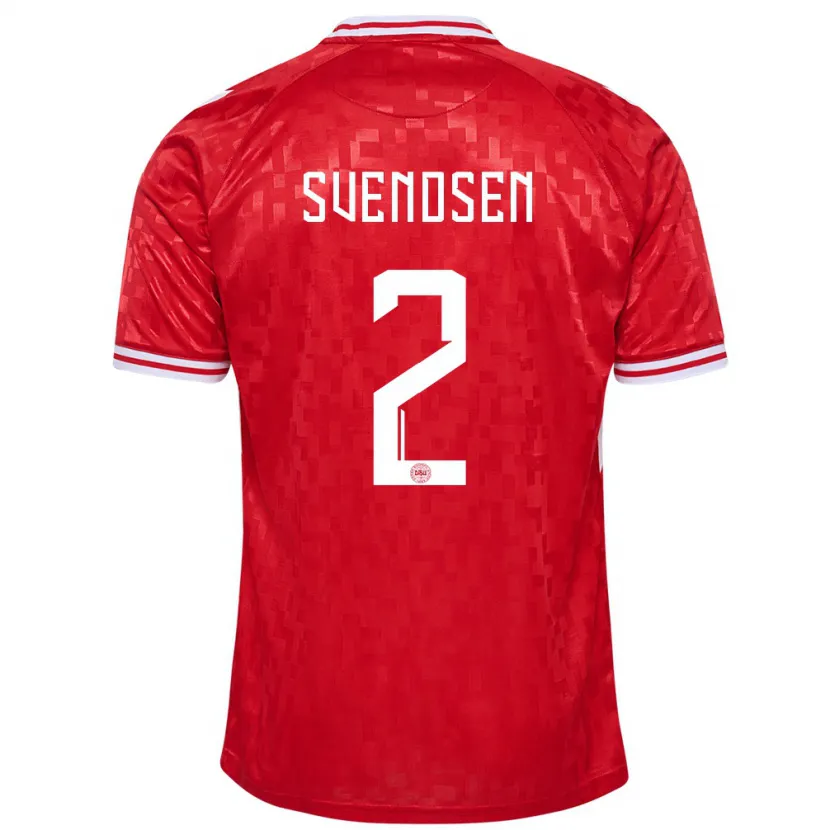 Danxen Mann Danmark Oliver Svendsen #2 Rød Hjemmetrøye Drakt Trøye 24-26 Skjorter T-Skjorte