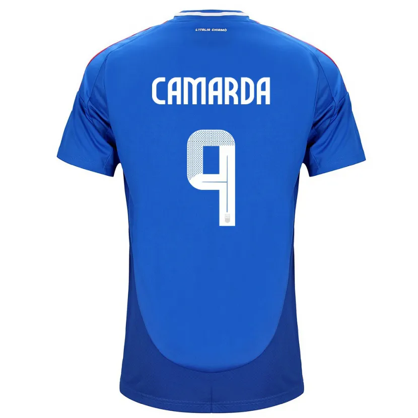 Danxen Mann Italia Francesco Camarda #9 Blå Hjemmetrøye Drakt Trøye 24-26 Skjorter T-Skjorte