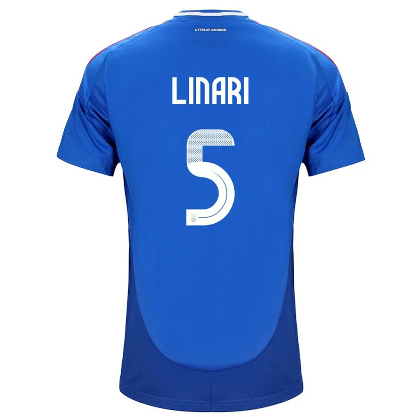 Danxen Mann Italia Elena Linari #5 Blå Hjemmetrøye Drakt Trøye 24-26 Skjorter T-Skjorte