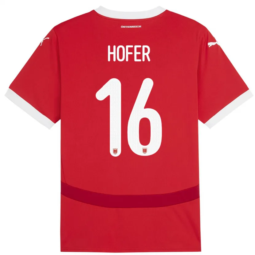 Danxen Mann Østerrike Raphael Hofer #16 Rød Hjemmetrøye Drakt Trøye 24-26 Skjorter T-Skjorte