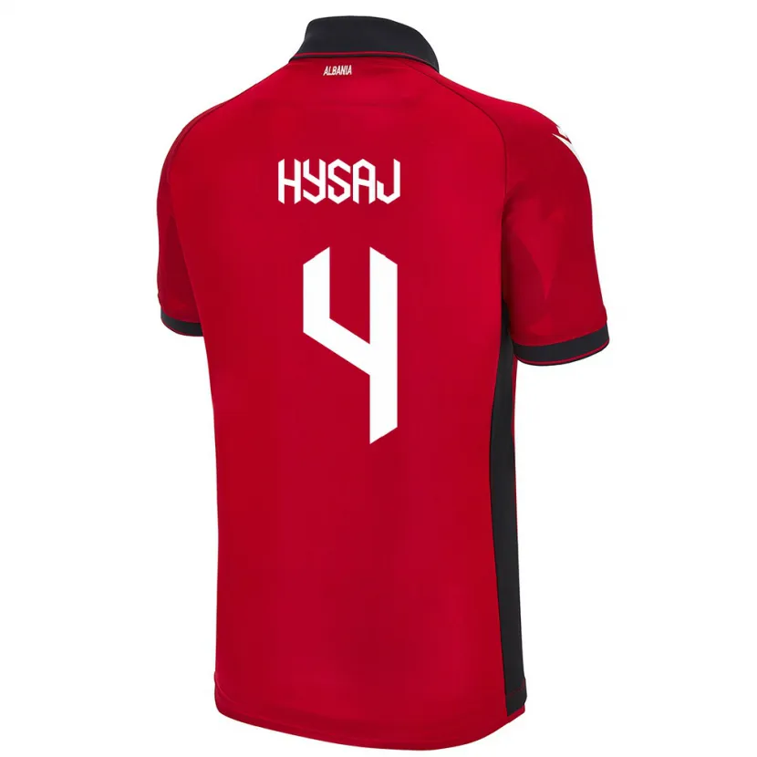 Danxen Mann Albania Elseid Hysaj #4 Rød Hjemmetrøye Drakt Trøye 24-26 Skjorter T-Skjorte