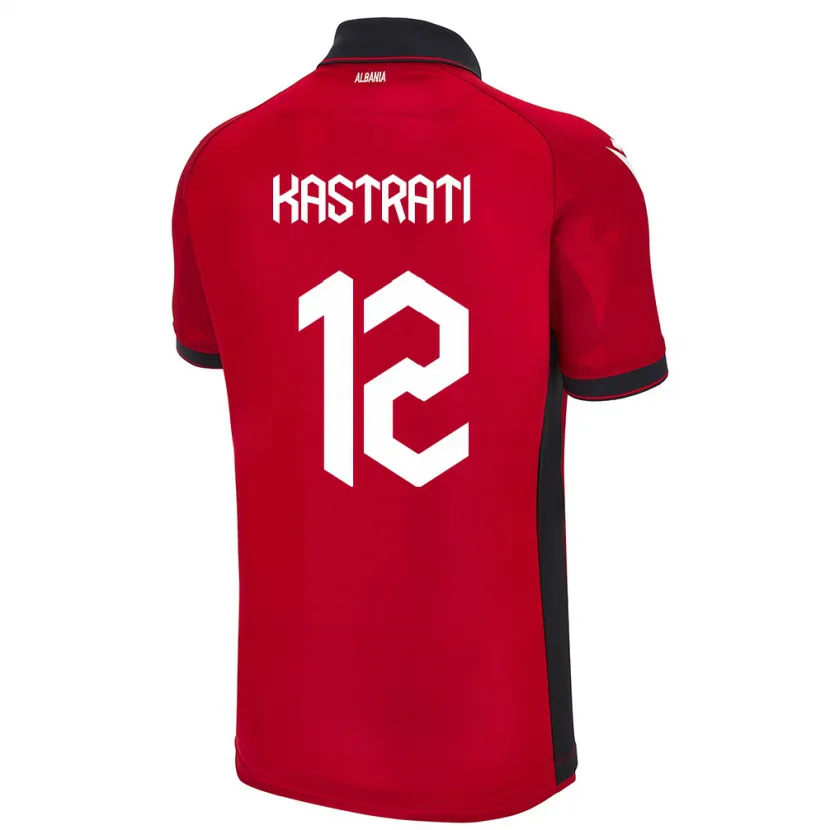 Danxen Mann Albania Elhan Kastrati #12 Rød Hjemmetrøye Drakt Trøye 24-26 Skjorter T-Skjorte