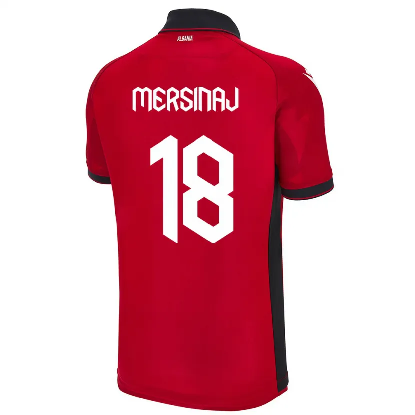 Danxen Mann Albania Jon Mersinaj #18 Rød Hjemmetrøye Drakt Trøye 24-26 Skjorter T-Skjorte