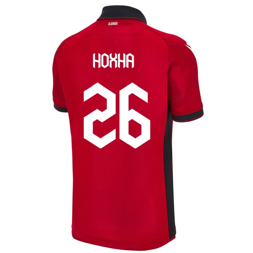 Danxen Mann Albania Arbër Hoxha #26 Rød Hjemmetrøye Drakt Trøye 24-26 Skjorter T-Skjorte