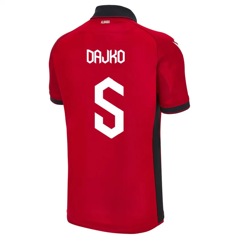Danxen Mann Albania Ajdi Dajko #5 Rød Hjemmetrøye Drakt Trøye 24-26 Skjorter T-Skjorte