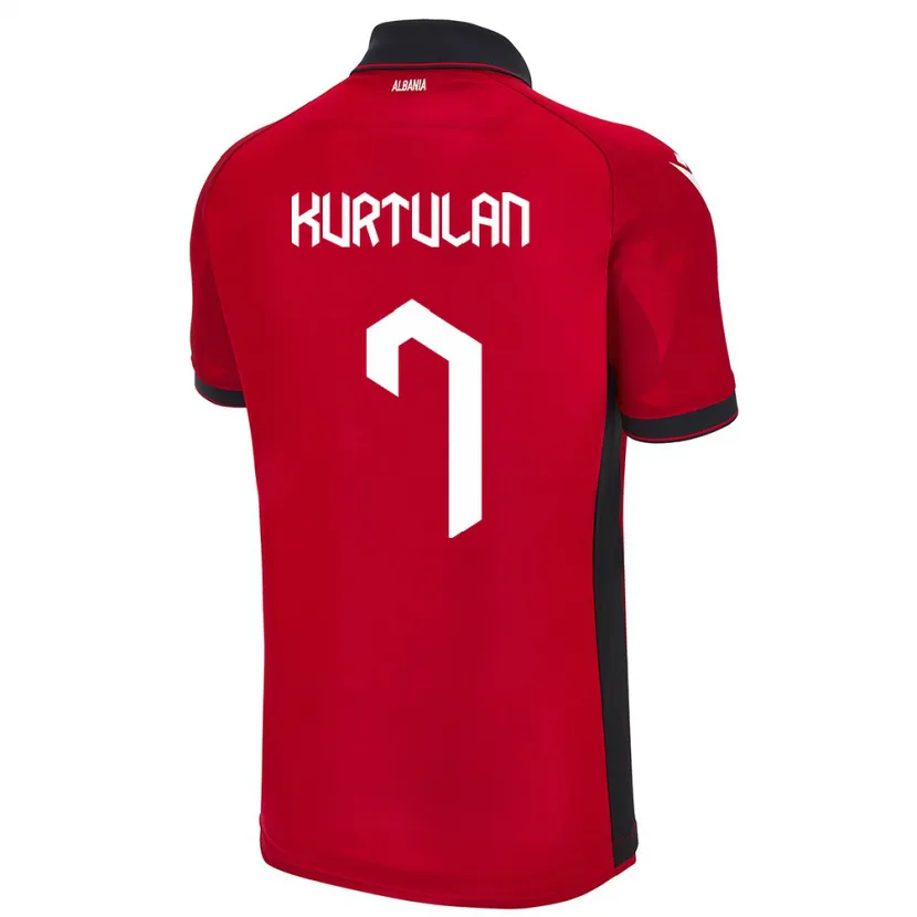 Danxen Mann Albania Arda Kurtulan #7 Rød Hjemmetrøye Drakt Trøye 24-26 Skjorter T-Skjorte