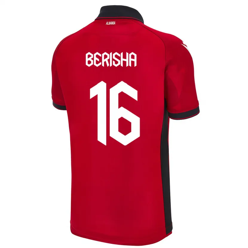 Danxen Mann Albania Medon Berisha #16 Rød Hjemmetrøye Drakt Trøye 24-26 Skjorter T-Skjorte