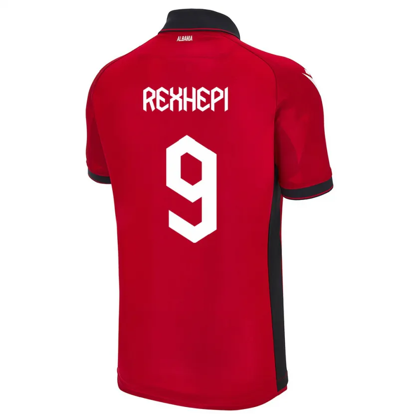 Danxen Mann Albania Arlind Rexhepi #9 Rød Hjemmetrøye Drakt Trøye 24-26 Skjorter T-Skjorte