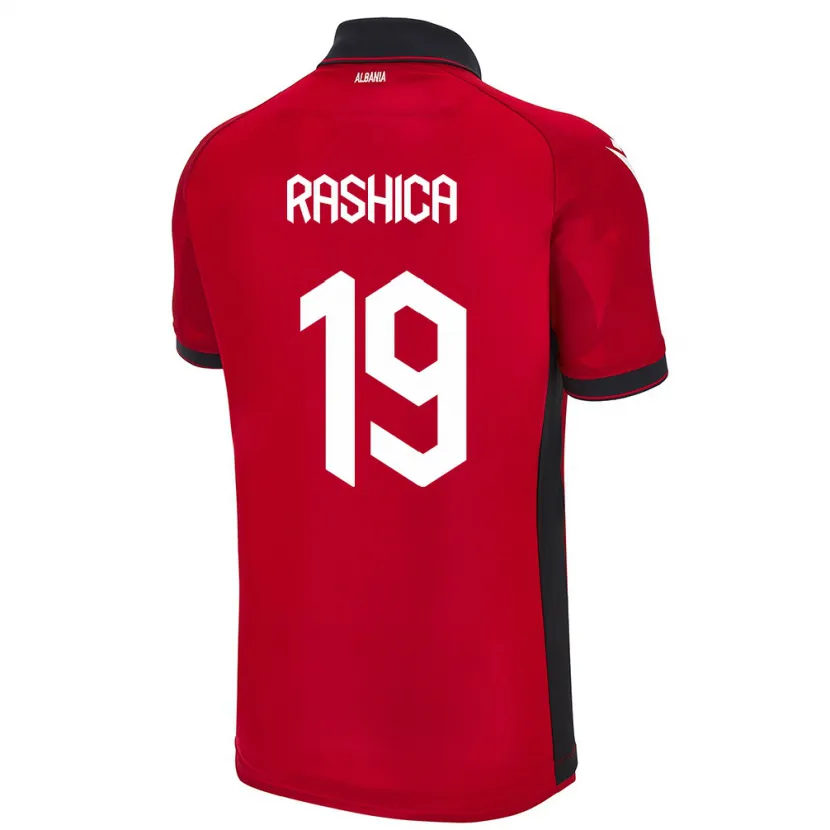 Danxen Mann Albania Ermir Rashica #19 Rød Hjemmetrøye Drakt Trøye 24-26 Skjorter T-Skjorte