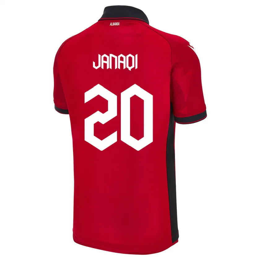Danxen Mann Albania Dejvid Janaqi #20 Rød Hjemmetrøye Drakt Trøye 24-26 Skjorter T-Skjorte