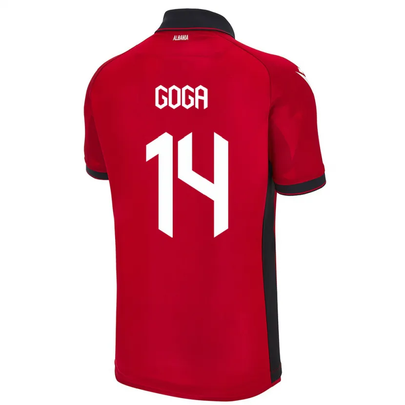 Danxen Mann Albania Ergi Goga #14 Rød Hjemmetrøye Drakt Trøye 24-26 Skjorter T-Skjorte