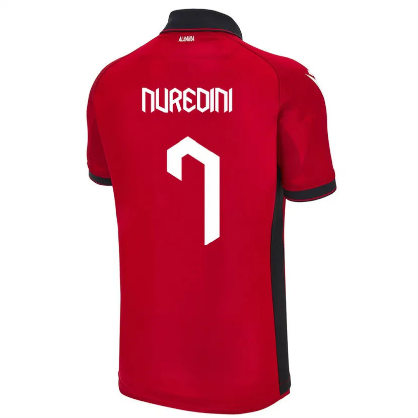 Danxen Mann Albania Joi Nuredini #7 Rød Hjemmetrøye Drakt Trøye 24-26 Skjorter T-Skjorte
