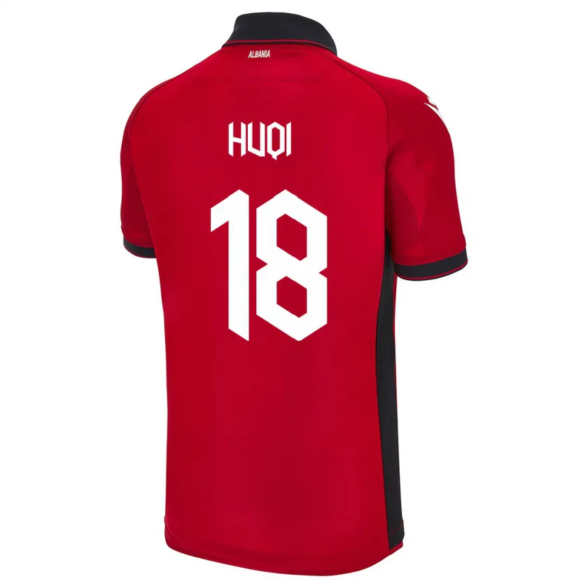 Danxen Mann Albania Mattia Huqi #18 Rød Hjemmetrøye Drakt Trøye 24-26 Skjorter T-Skjorte