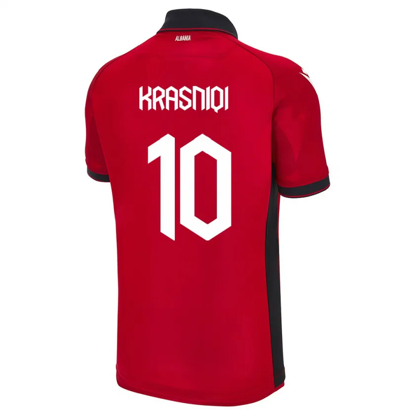 Danxen Mann Albania Qëndresa Krasniqi #10 Rød Hjemmetrøye Drakt Trøye 24-26 Skjorter T-Skjorte