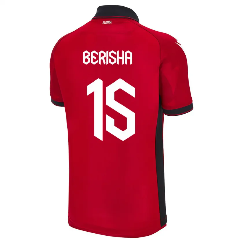 Danxen Mann Albania Gresa Berisha #15 Rød Hjemmetrøye Drakt Trøye 24-26 Skjorter T-Skjorte