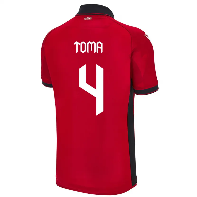 Danxen Mann Albania Stella Toma #4 Rød Hjemmetrøye Drakt Trøye 24-26 Skjorter T-Skjorte