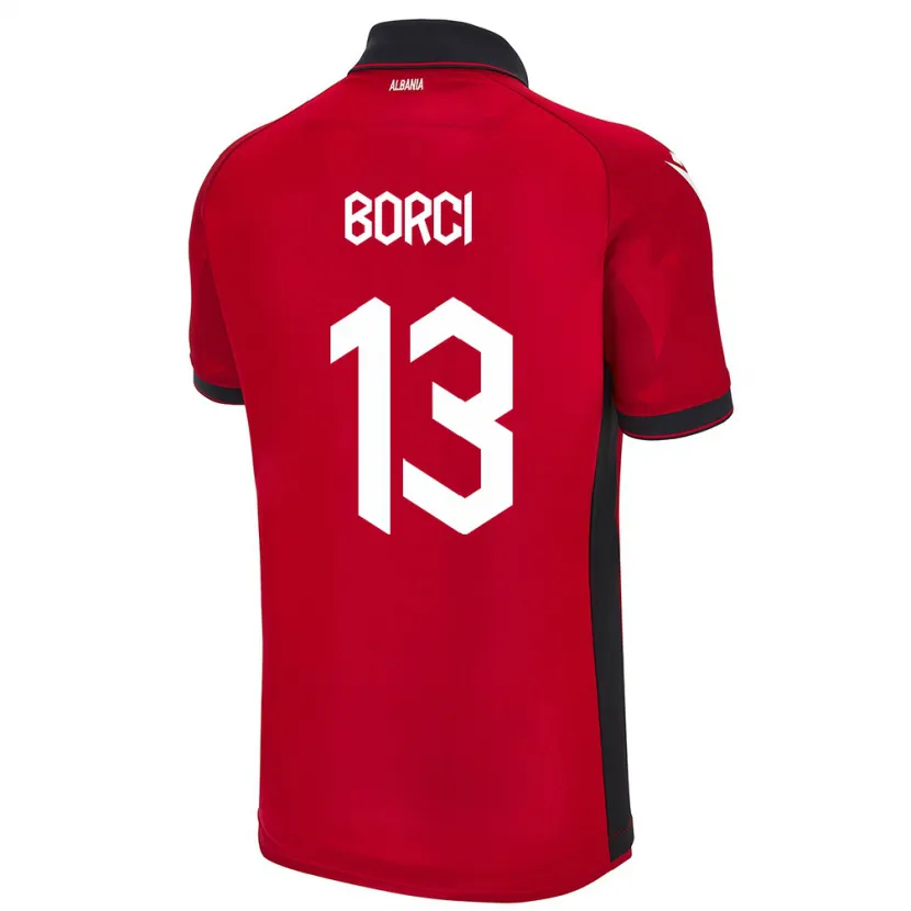 Danxen Mann Albania Klaudia Borci #13 Rød Hjemmetrøye Drakt Trøye 24-26 Skjorter T-Skjorte