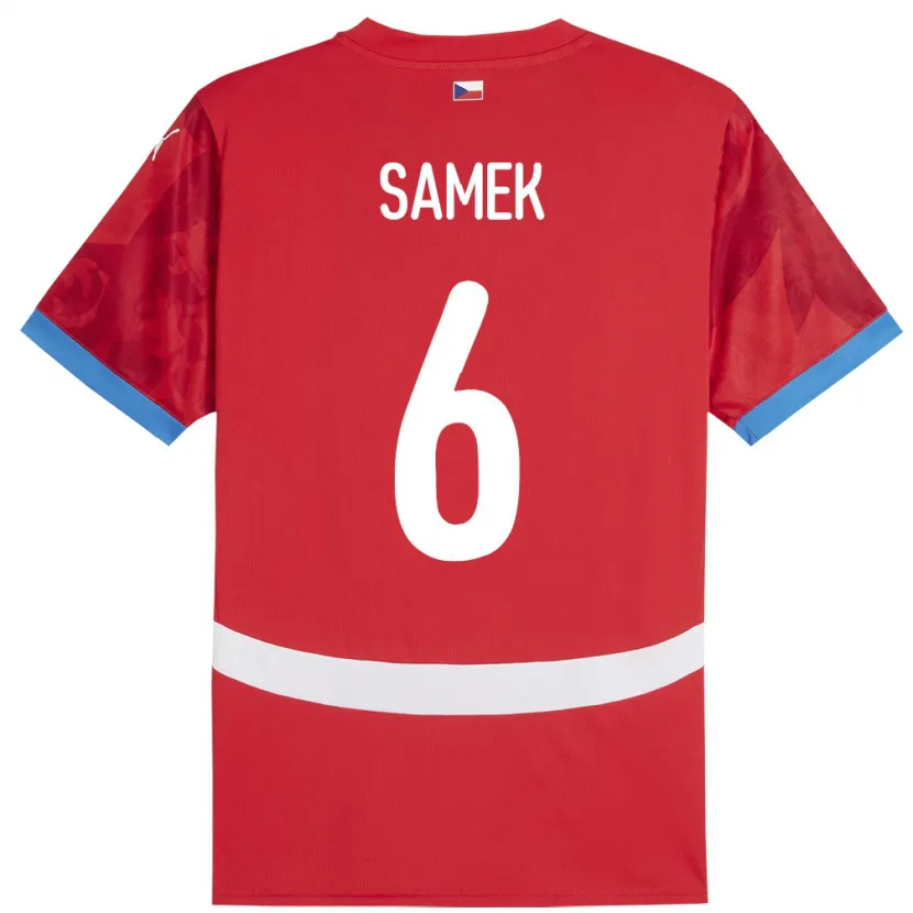 Danxen Mann Tsjekkia Daniel Samek #6 Rød Hjemmetrøye Drakt Trøye 24-26 Skjorter T-Skjorte