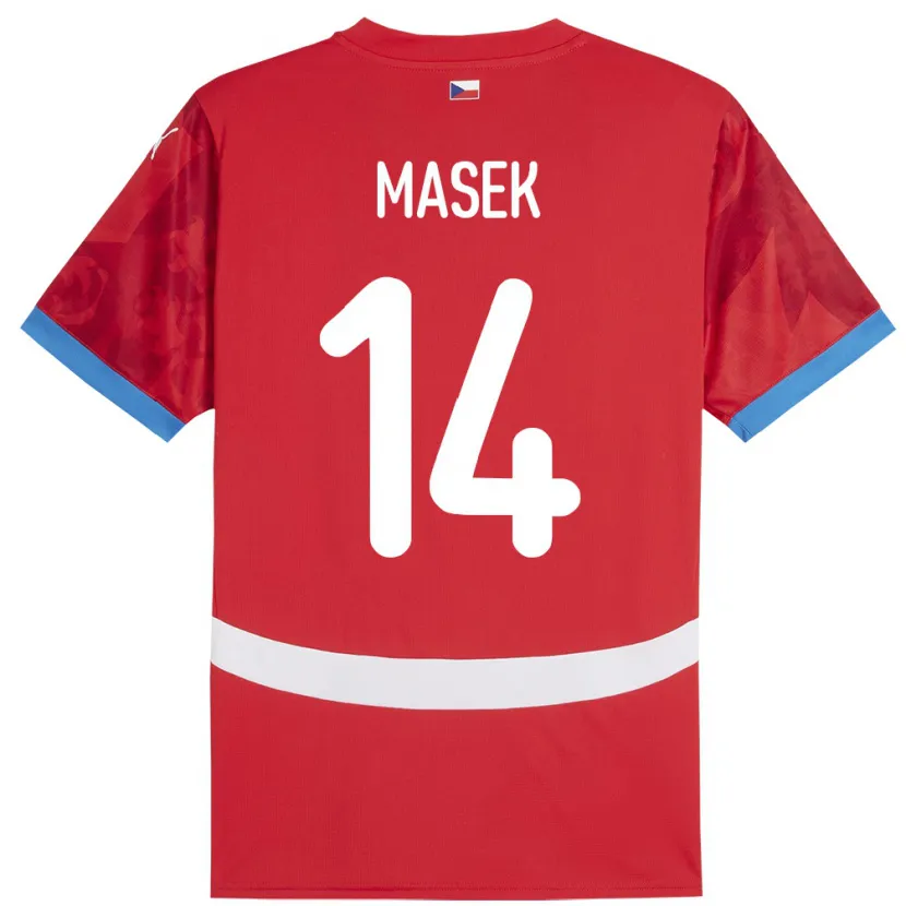 Danxen Mann Tsjekkia Lukas Masek #14 Rød Hjemmetrøye Drakt Trøye 24-26 Skjorter T-Skjorte