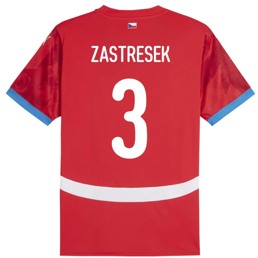 Danxen Mann Tsjekkia Matous Zastresek #3 Rød Hjemmetrøye Drakt Trøye 24-26 Skjorter T-Skjorte
