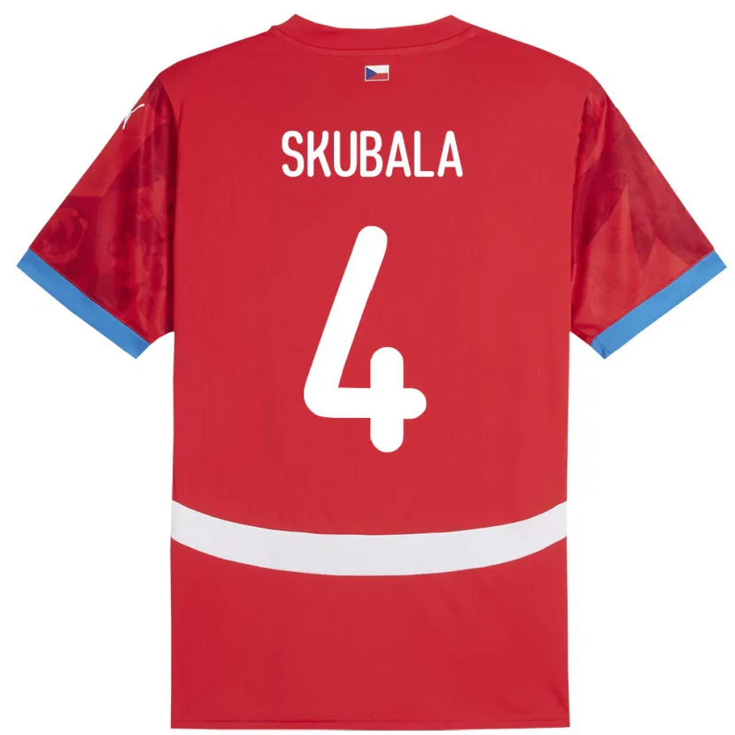 Danxen Mann Tsjekkia Tomas Skubala #4 Rød Hjemmetrøye Drakt Trøye 24-26 Skjorter T-Skjorte