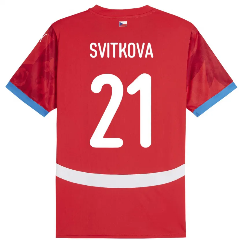Danxen Mann Tsjekkia Kateřina Svitková #21 Rød Hjemmetrøye Drakt Trøye 24-26 Skjorter T-Skjorte