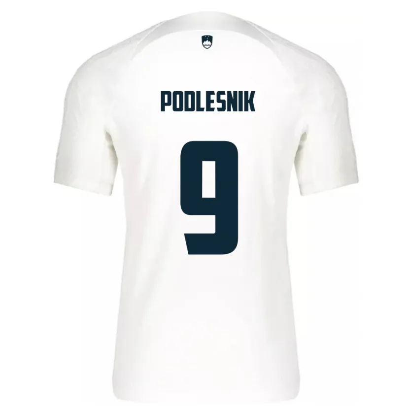 Danxen Mann Slovenia Nik Podlesnik #9 Hvit Hjemmetrøye Drakt Trøye 24-26 Skjorter T-Skjorte