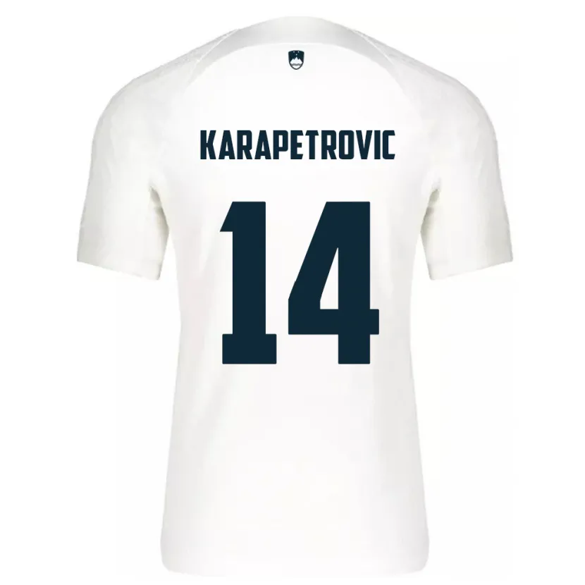 Danxen Mann Slovenia Luka Karapetrovic #14 Hvit Hjemmetrøye Drakt Trøye 24-26 Skjorter T-Skjorte