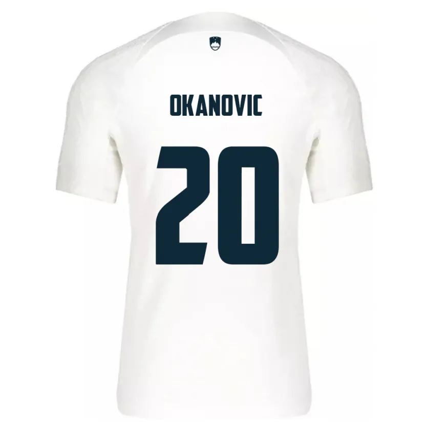 Danxen Mann Slovenia Deen Okanovic #20 Hvit Hjemmetrøye Drakt Trøye 24-26 Skjorter T-Skjorte