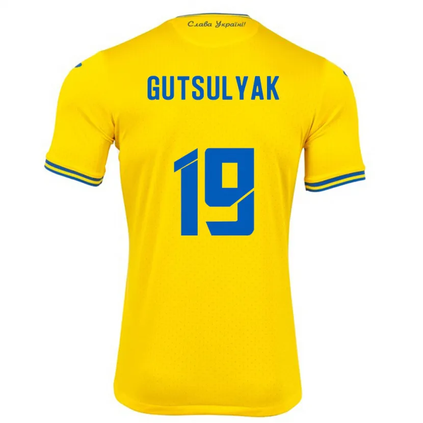 Danxen Mann Ukraina Oleksiy Gutsulyak #19 Gul Hjemmetrøye Drakt Trøye 24-26 Skjorter T-Skjorte